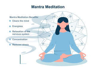 Meditation practice form. Mantra meditation. Harmony, relaxation