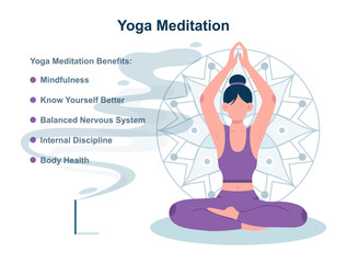 Meditation practice form. Yoga meditation. Harmony, relaxation