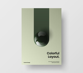 Unique realistic balls book cover layout. Colorful placard A4 design vector template.