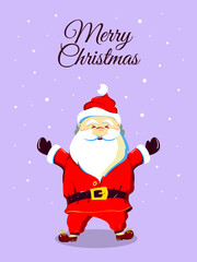 Christmas card with the image of funny Santa Claus