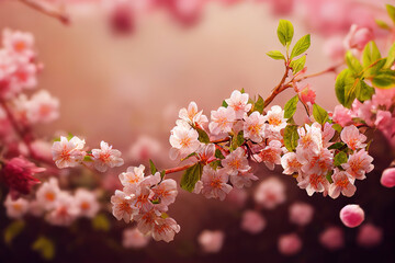 Fototapeta na wymiar Realistic Sakura background, AI render.