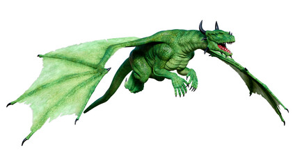 3D Rendering Fairy Tale Dragon on White