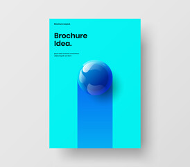 Original 3D spheres catalog cover layout. Trendy brochure A4 design vector template.