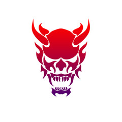 Illustration vector graphic of red devil head tribal design suitable for tattoos