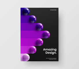 Multicolored banner vector design illustration. Minimalistic realistic balls journal cover layout.