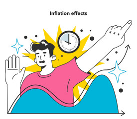 Inflation effects. Economics crisis and value of money decline implications.