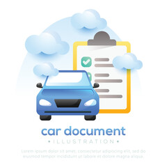 Illustration of car document. Car document design