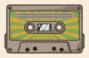 Cassette music sketch vintage colorful