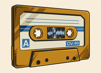 Music cassette sketch colorful vintage