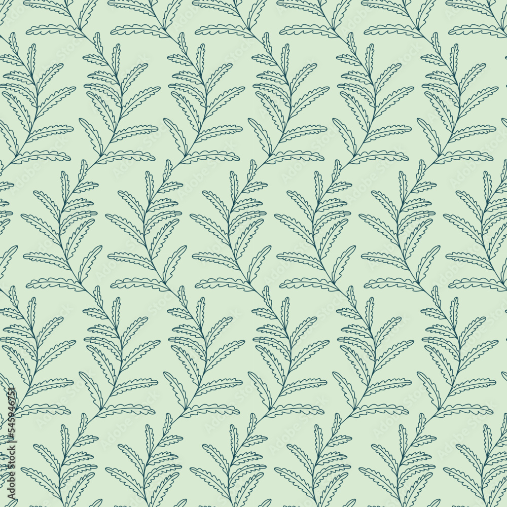 Poster Fern vector repeat pattern, seamless leaf background