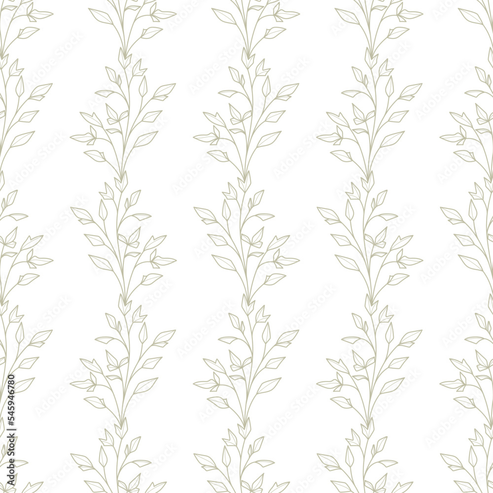 Poster White and gold leaves vector repeat pattern