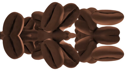 3D Rendering Coffee Beans on a Wooden Table