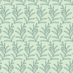 Fototapeta na wymiar Fern vector repeat pattern, seamless leaf background
