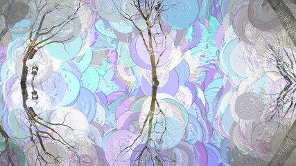 Abstract Winter Trees Branches Digital Illustration