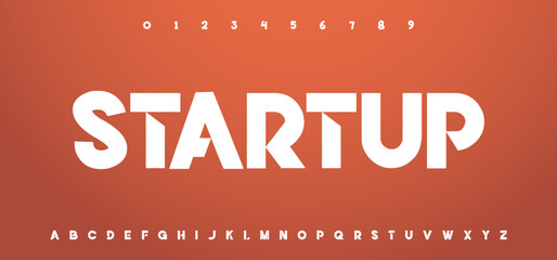 Startup, action and tech fonts. Strong and bold modern letter font. Typography urban style font for technology.