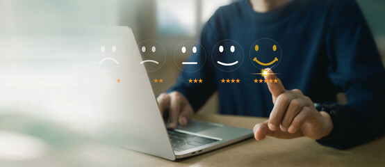 Customer services best excellent business rating experience. Satisfaction survey concept. user give...