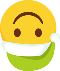 Christmas emoji in green santa claus hat flat icon