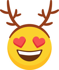 Christmas yellow emoji flat icon Reindeer antlers accessory