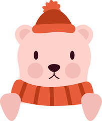 Funny wild animal flat icon Cute bear Decor element