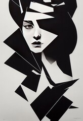 black and white portrait of a person, Generative AI