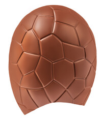 Broken Chocolate egg isolated on white background, close up. Sweet egg for Easter