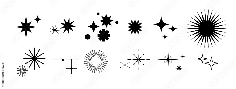 Poster set of christmas sparkle stars shape. isolated constellation in minimalist style. modern graphic. ve
