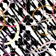 Draagtas seamless abstract background pattern, with circles, lines, ornaments,  paint strokes and splashes © Kirsten Hinte