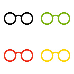 Set of Glasses in flat style isolated