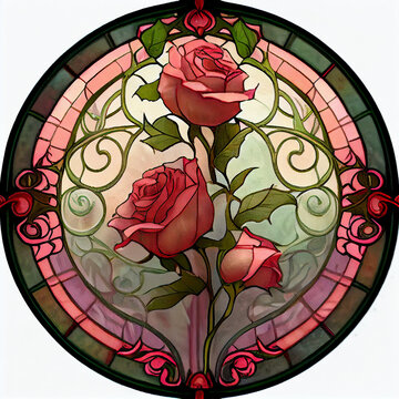 red rose on a white background art nouveau style image