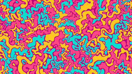 Vector colored blots, seamless rectangular four-colored pattern, multi-colored spots, flat drops and smudges