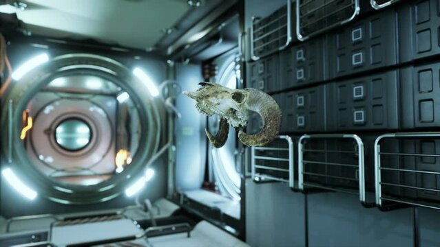 skull of dead ram in international space station