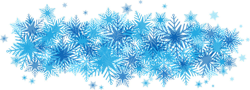 Blue snowflakes banner on transparent background