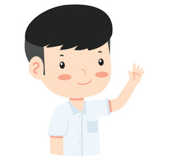 student the boy  Raising Hand cartoon