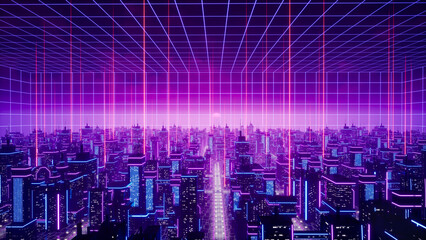 Fototapeta na wymiar Metaverse city and cyberpunk concept. 3d render