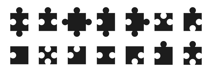Naklejka premium Various sizes puzzle set. Puzzle pieces vector set. Separate the ability to change