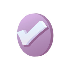 Realistic check mark button isolated. Simple ok yes graphic design, right checkmark symbol accepted. Vector illustration. 