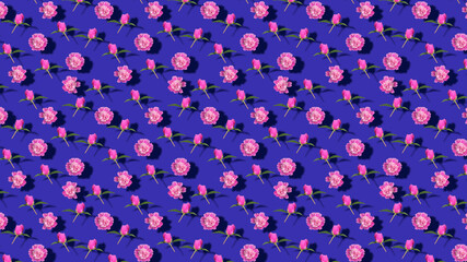 Seamless pattern with flowers and buds of pink peonies
