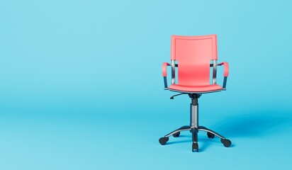 Office chair against a blue background. Business concept. 3D Rendering