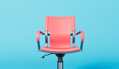 Fototapeta premium Office chair against a blue background. Business concept. 3D Rendering