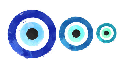 Watercolor hand drawn Evil Eye, Turkish Eye Illustration, Hamsa