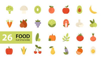 Healthy food color icons set