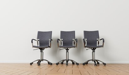 Empty office chair in a modern office space. 3D Rendering