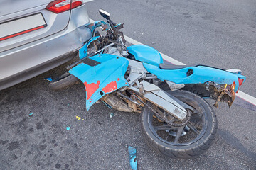Damaged in a car accident motorbike