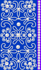 Illustration of a background wallpaper for a phone with a floral ornament of pearls and gems