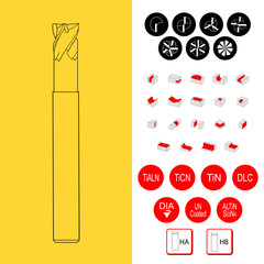 Drawing of solid carbide end mill for cnc machine