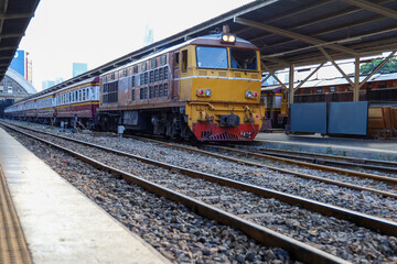 Fototapeta na wymiar Thailand vintage train stop in trainstation
