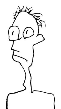 Slim funny man caricature portrait