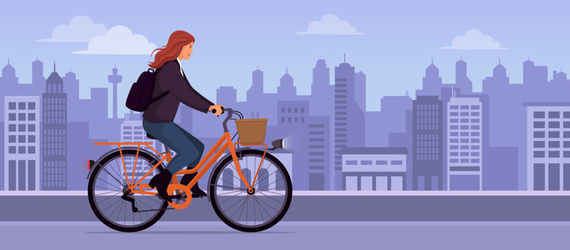 Fashionable woman riding a bicycle