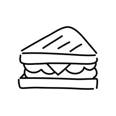 Sandwich doodle icon. Hand drawn black sketch. Vector Illustration.