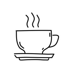Coffee cup doodle icon. Hand drawn black sketch. Vector Illustration.
